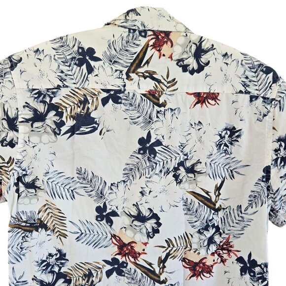 Denim & Flower Ricky Singh Mens Slim Fit Floral Hawaiian Shirt Short Sleeve Whit - Picture 7 of 11